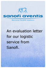 An evaluation letter for our logistic service from Sanofi